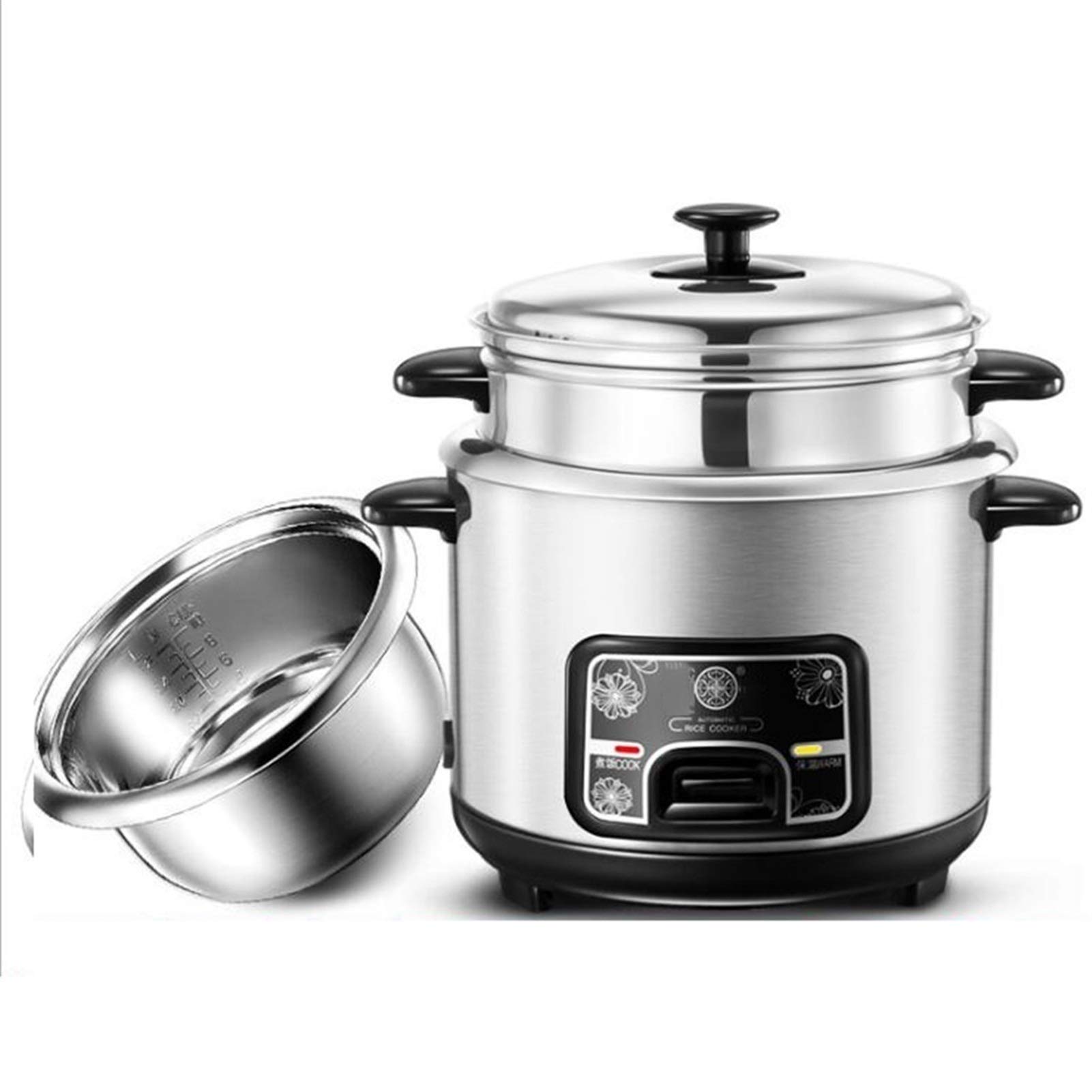 Cuisinières à riz Petit, Cuisson en acier sans douche 2 / 3lstain / Fonctions chaudes, Mini Cuisinière à riz portable Pot d'acier inoxydable avec vapeur(3L)