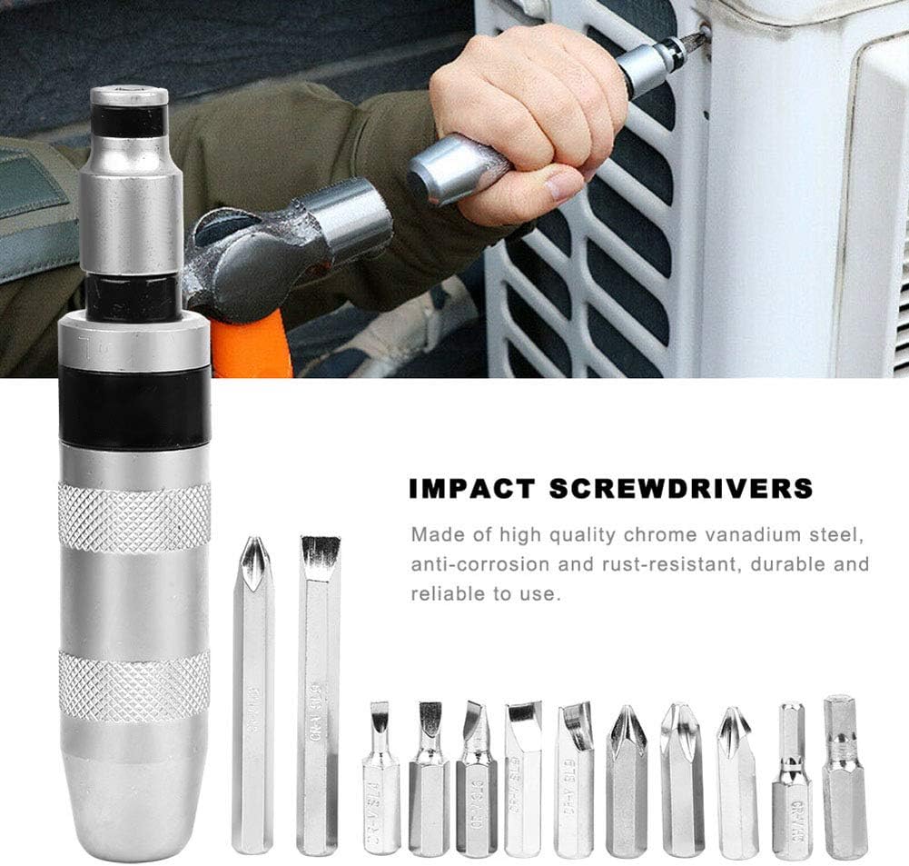 13Pcs Ratcheting Screwdriver Set, Multifunction Impact Screwdriver Bits Cross Slot M5 M6 M8 Screw Drivers Repair Tool Kit for Laptop PC Furniture DIY Hand Work