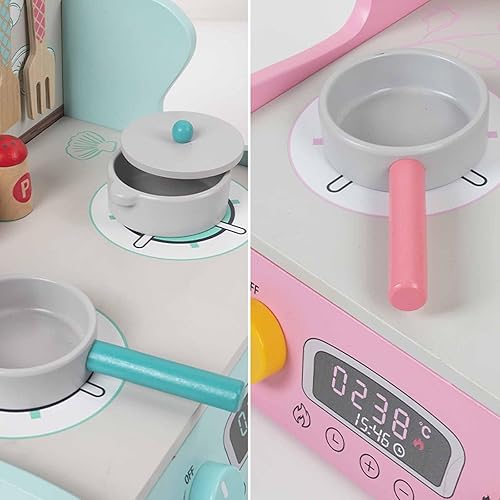 Miniatura 5 de Wooden Play Kitchen Set for Kids, Pretend Play Cooking Toys with Accessories, Preschool Learning Toy, Fine Motor Skills, Birthday Gift for Toddlers-