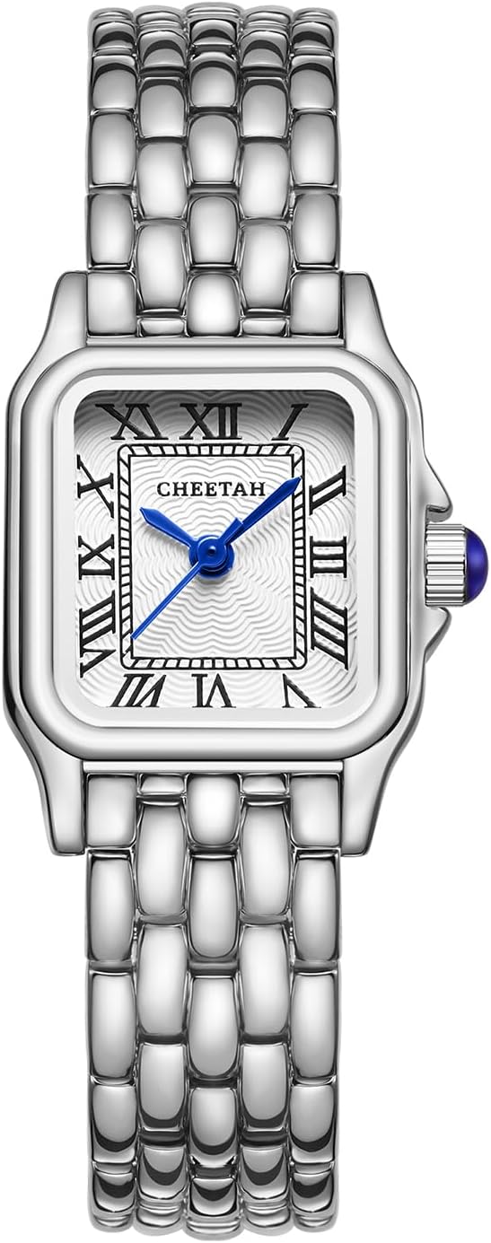 Gold Watches for Women with Small Vintage Bracelet, Rectangular Case Roman Dial