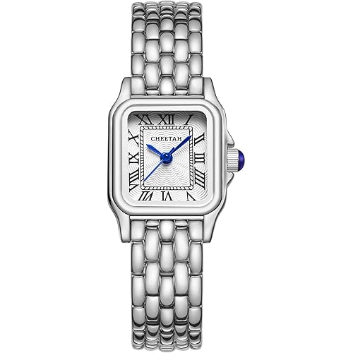 CHEETAH Gold Watches for Women with Small Vintage Bracelet, Rectangular Case Roman Dial