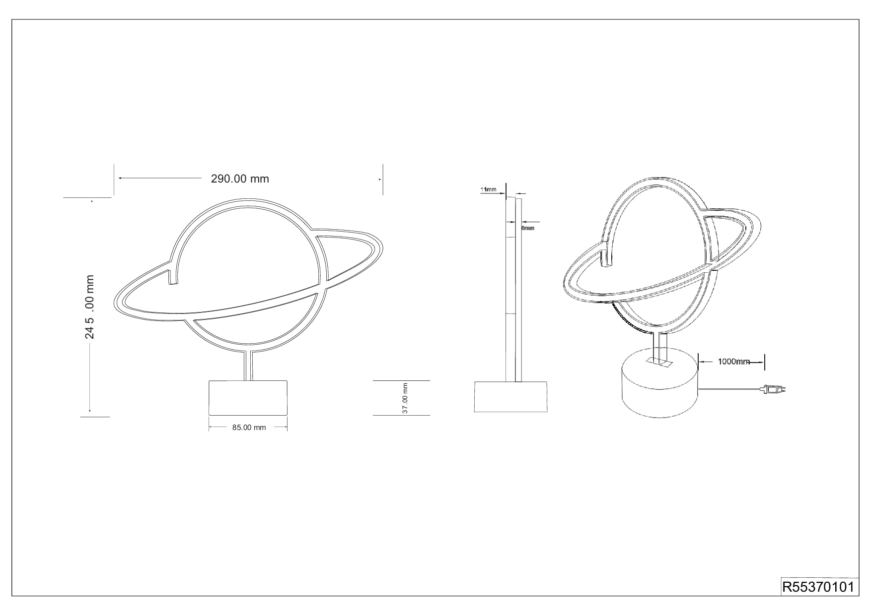 Reality Leuchten LED Tischleuchte Planet R55370101, Kunststoff Weiß, inkl. 1.6 Watt LED