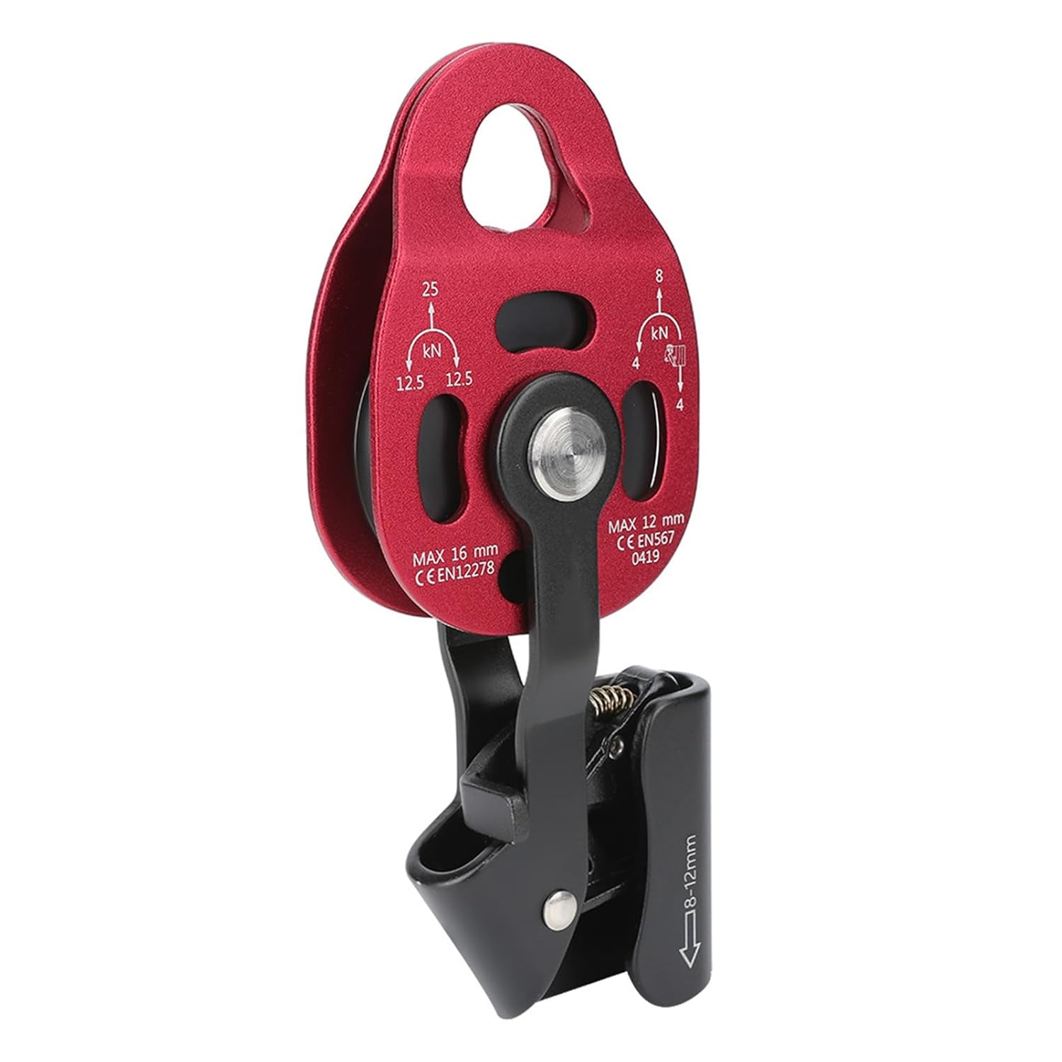 4KN Aluminium Heavy Duty Single Rope Pulley Block, for 8 12mm Rope, Climbing Pulley with Ball Bearing Structure, Smooth Rotation, Proof, High Strength, Sturdy