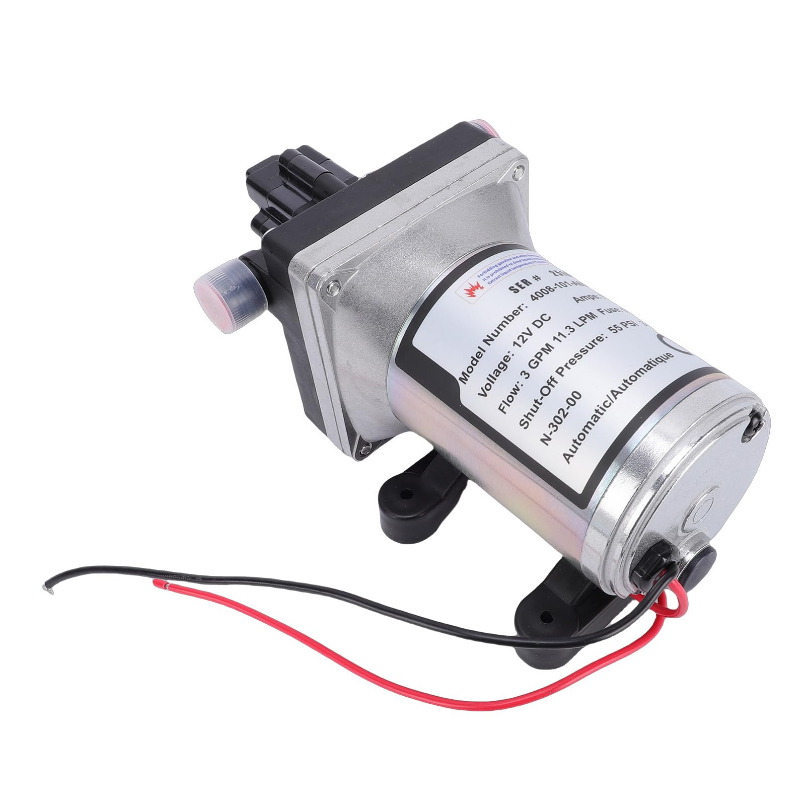 Tbest Bomba de Agua RV de 3,0 GPM, 12 V, Autocebante, Marina Silenciosa para Vehículos de Acampada, Remolques, Barcos Pequeños, Metal Plateado