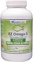 Vista 1 de Wonder Laboratories EZ Omega-3 Atlantic Menhaden Suplemento de aceite de pescado 2000 mg, sin eructos, fabricado en los Estados Unidos, equilibrio