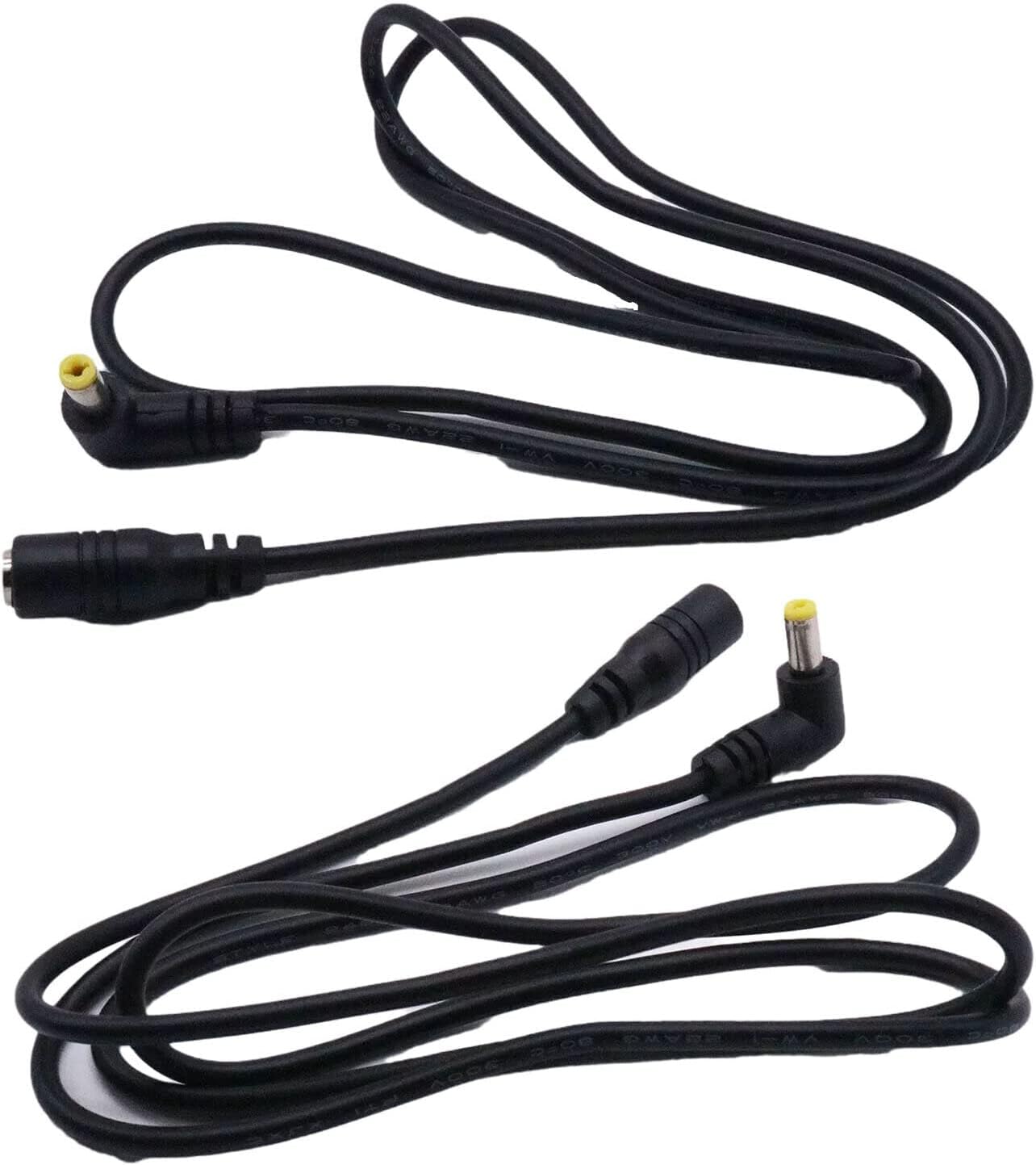2pcs 4.8mm x 1.7mm Female to 4.8mm x 1.7mm Male Plug Right Angle Extension Cable DC Power Adapter Connector Cable 1 Meters