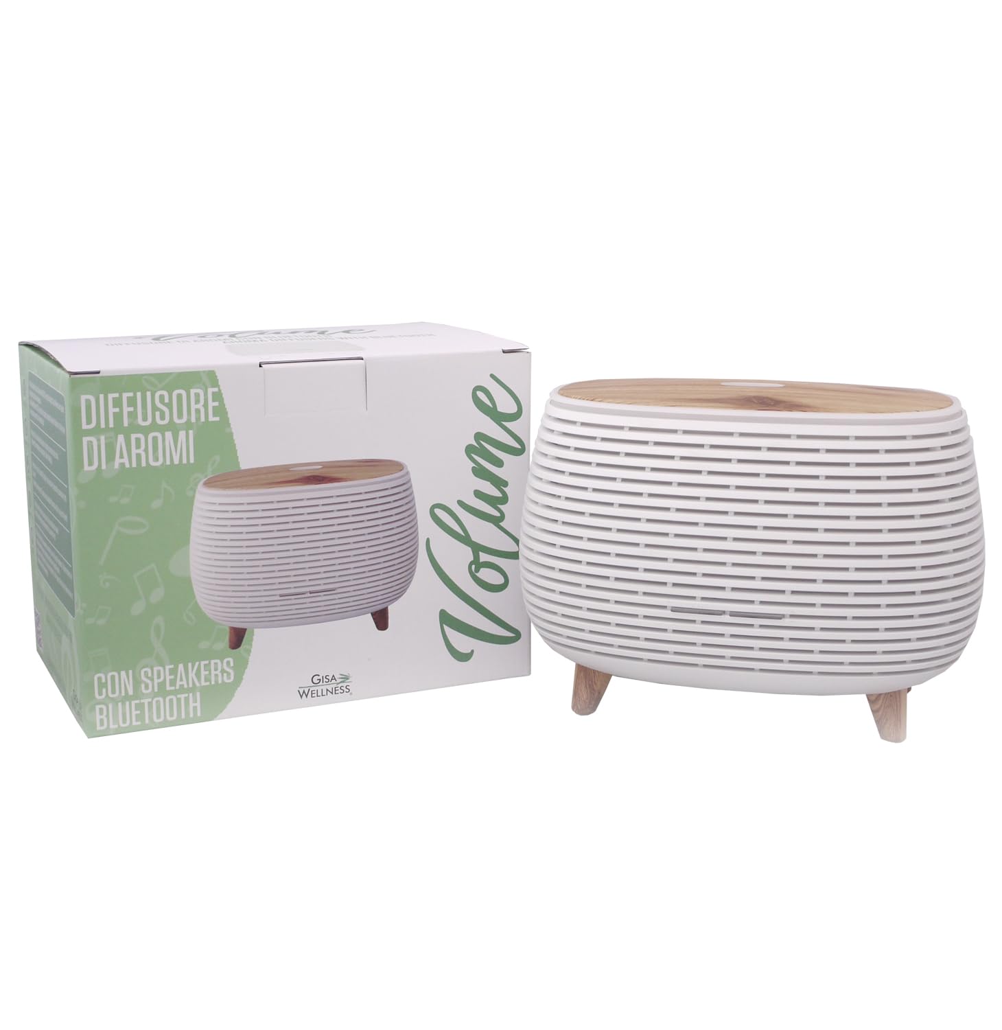 Gisa Wellness - VOLUME - Diffusore di Aromi ad Ultrasuoni - con Tecnologia Bluetooth - per Aromaterapia e Cromoterapia [Colori Luci LED] - Soggiorni, Uffici, Relax