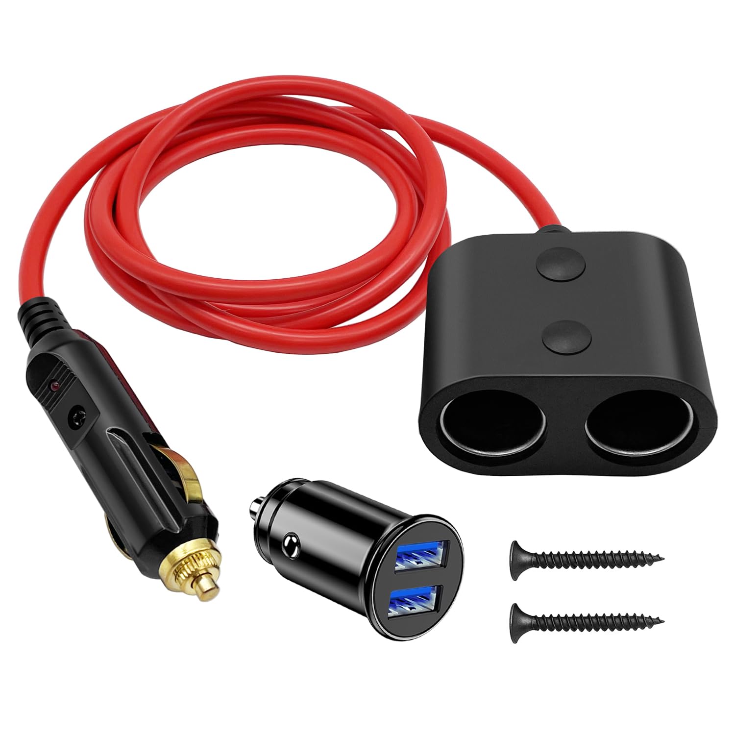 GELRHONR Cavo Splitter Accendisigari 1 A 2 Con Interruttore – Prolunga 12-24V 15A Per GPS, Dashcam - 5