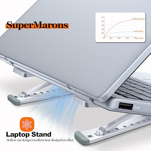 Miniatura 3 de Soporte de computadora portátil plegable de aluminio para escritorio, soporte ajustable para tableta, compatible con MacBook Air Pro, Lenovo, Dell