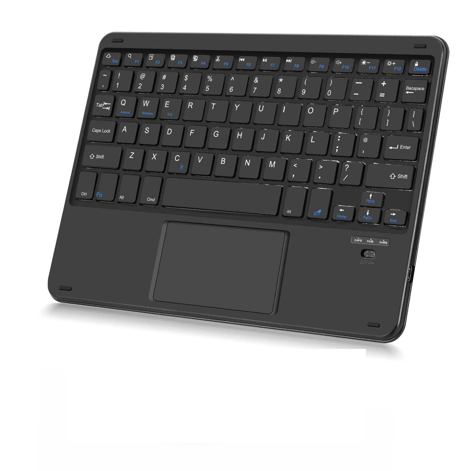 Wireless Bluetooth Keyboard, Rechargeable Bluetooth Keyboard with Trackpad, Compatible with iPad, Smartphone, Computer, Windows, iOS, Android, Black-image-14