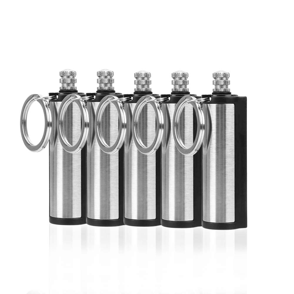 NAKUPENDA 5Pcs Permanent Match Flint Keychain Match Fire Starter Waterproof Emergency Survival Fire Starter Unlimited Sticks for Outdoor Camping (No Oil)