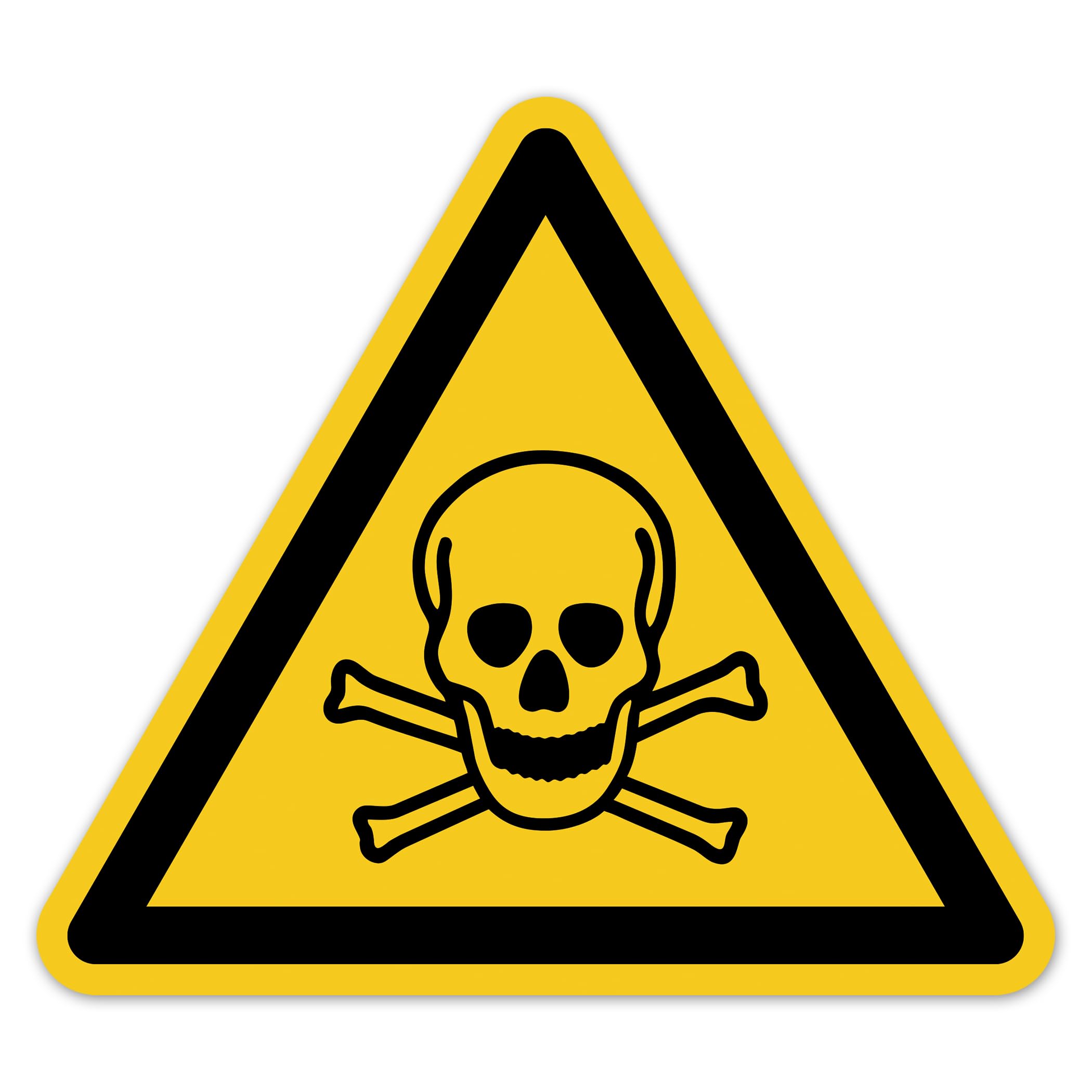 Señal de advertencia de sustancias tóxicas según la norma DIN EN ISO 7010 ASR A1.3 – Material peligroso símbolo calavera pegatinas de advertencia autoadhesivas para laboratorio químico