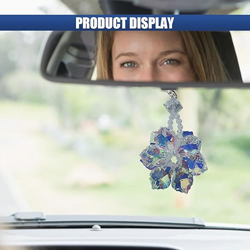 Miniatura 5 de Colgante de cristal de copo de nieve para automóvil, adorno colgante de espejo retrovisor para automóvil, decoración del hogar de cristal de la