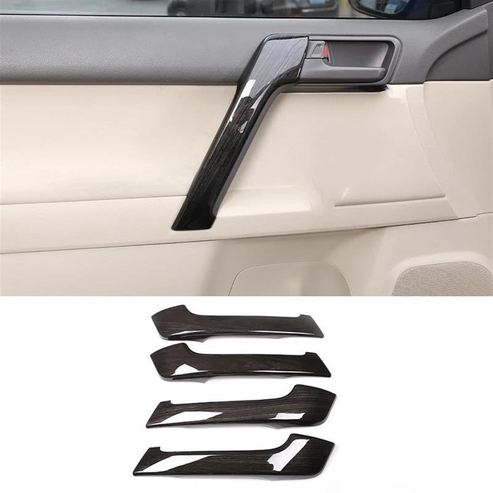 Modification accessories 4pcs Car Interior Inner Door Handle Pull Panel Handle Covers For Toyota For Land Cruiser For Prado FJ150 150 2010-2018(Black)