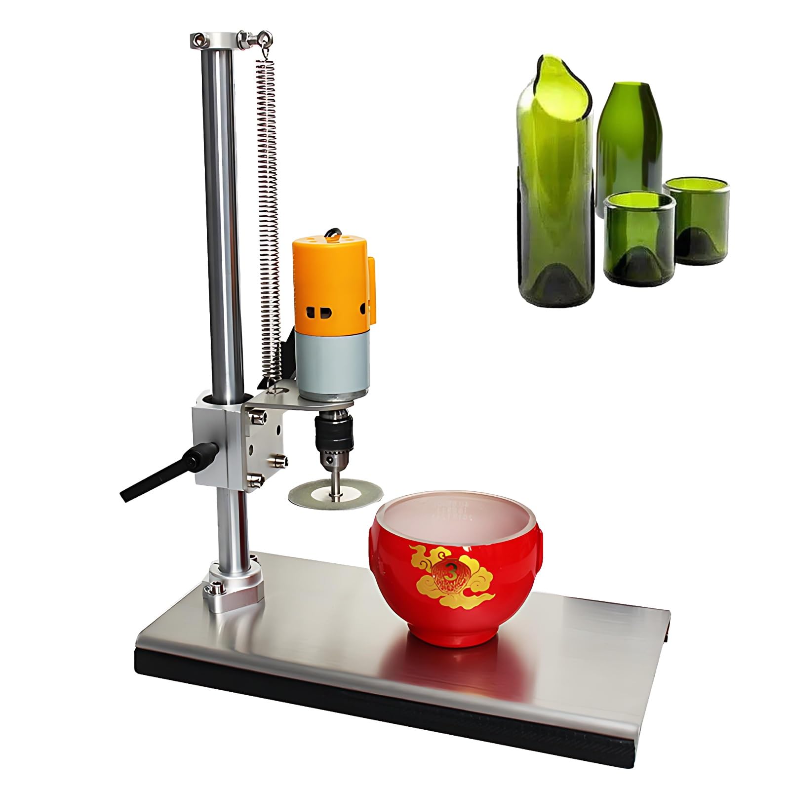 XCSCUK Adjustable Electric Glass Bottle Cutter -for Round/Square Glass & Ceramic Bottles - Efficient Abrasive Blades for DIY Projects