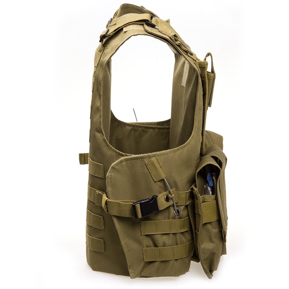 Chaleco táctico para caza al aire libre Molle Chaleco Multi-bolsillo Paintball de entrenamiento (Khaki)