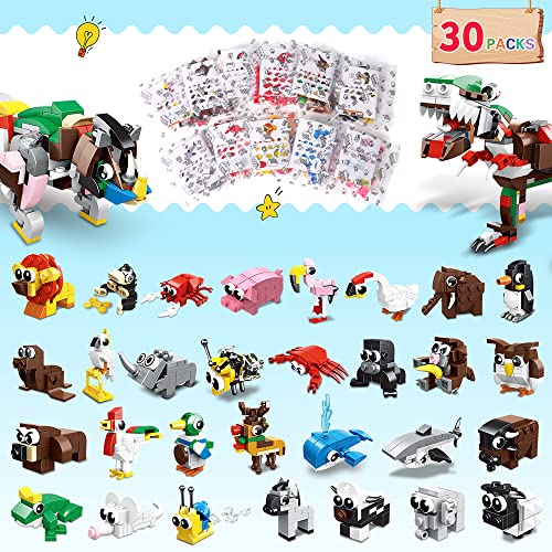 Hogokids 30 Packs Party Favors For Kids - 867Pcs Animals Building Blocks Sets For Classroom Prizes Goodie Bag Fillers Stocking Stuffers Birthday Valentines Easter Gifts For Kids Boys Girls 6+ #TOP1
