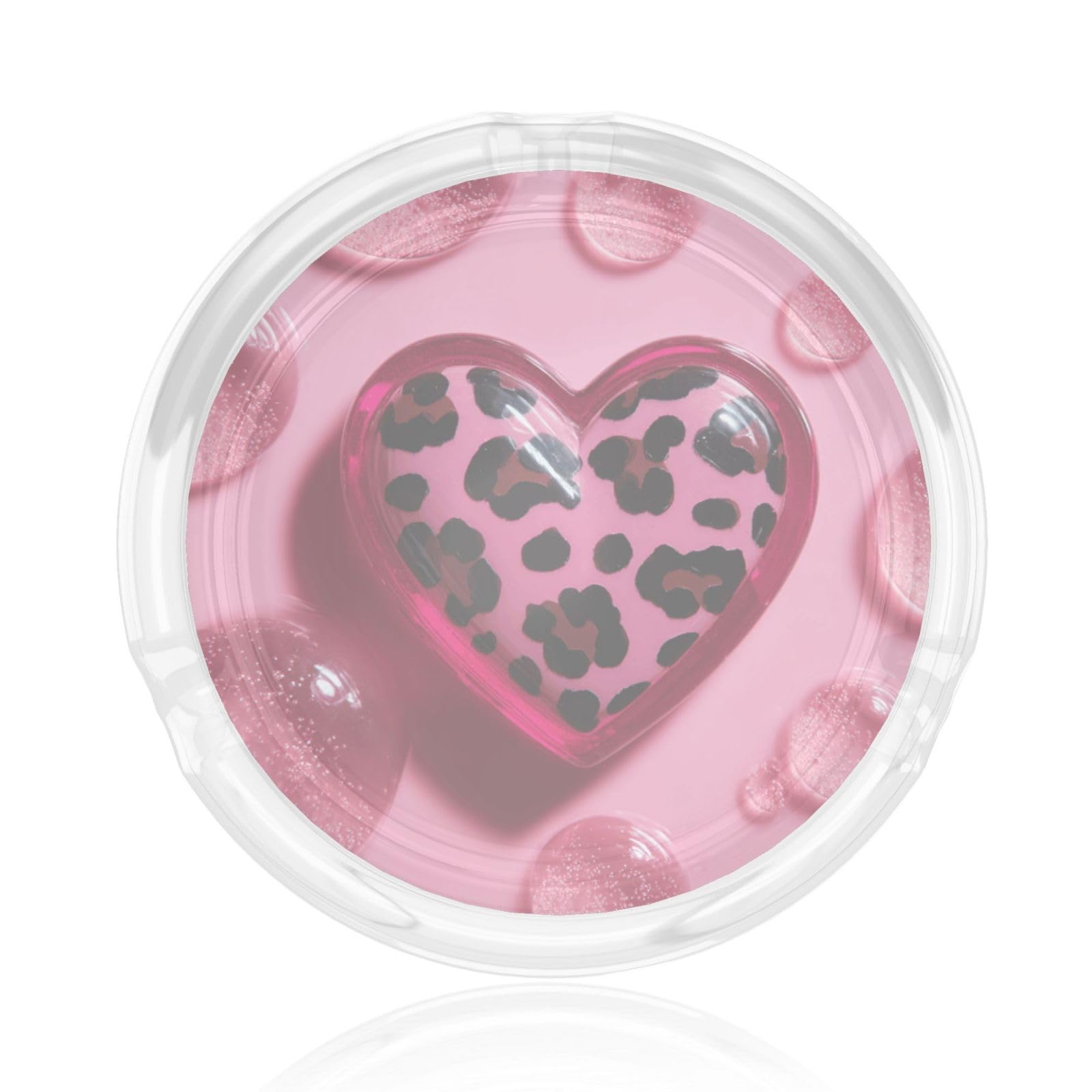 Pink Heart With A Black Spotted Leopard Print Glass Ashtray For Cigarettes Ash Trays Case For Home Office Decor