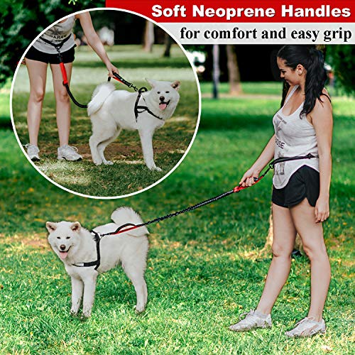 Chunky Paw Hands Free Dog Leash For Medium And Large Dogs - Durable Dual Handle Waist Leash With Reflective Bungee For Running, Walking, Training, Hiking (Red, For 1 Dog) #TOP4