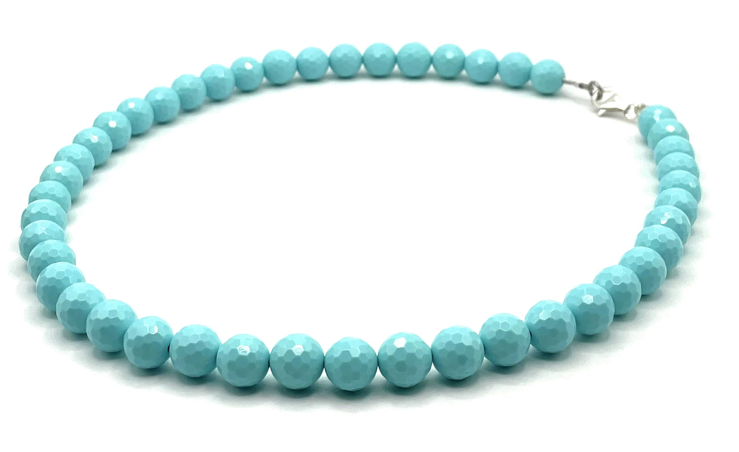 Collana in Pasta di Turchese Sfaccettata, Girocollo in Argento 925 Italiano, Gioielli Moderni, Bijoux Fatti a Mano, Made in Italy, Regalo