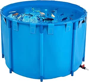 VEVOR 450 Gallon Foldable Canvas Fish Pond with Stainless Steel Frame and Drain Valve