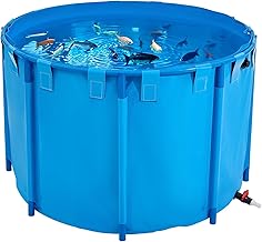 VEVOR KOI Aquarium Tank Above Ground Fish Pond, 450 Gallon Foldable Canvas Fish Pool Pond, Outdoor/Indoor Round No Dig Turtle Goldfish Pond with 304SS Frame and Drain Valve