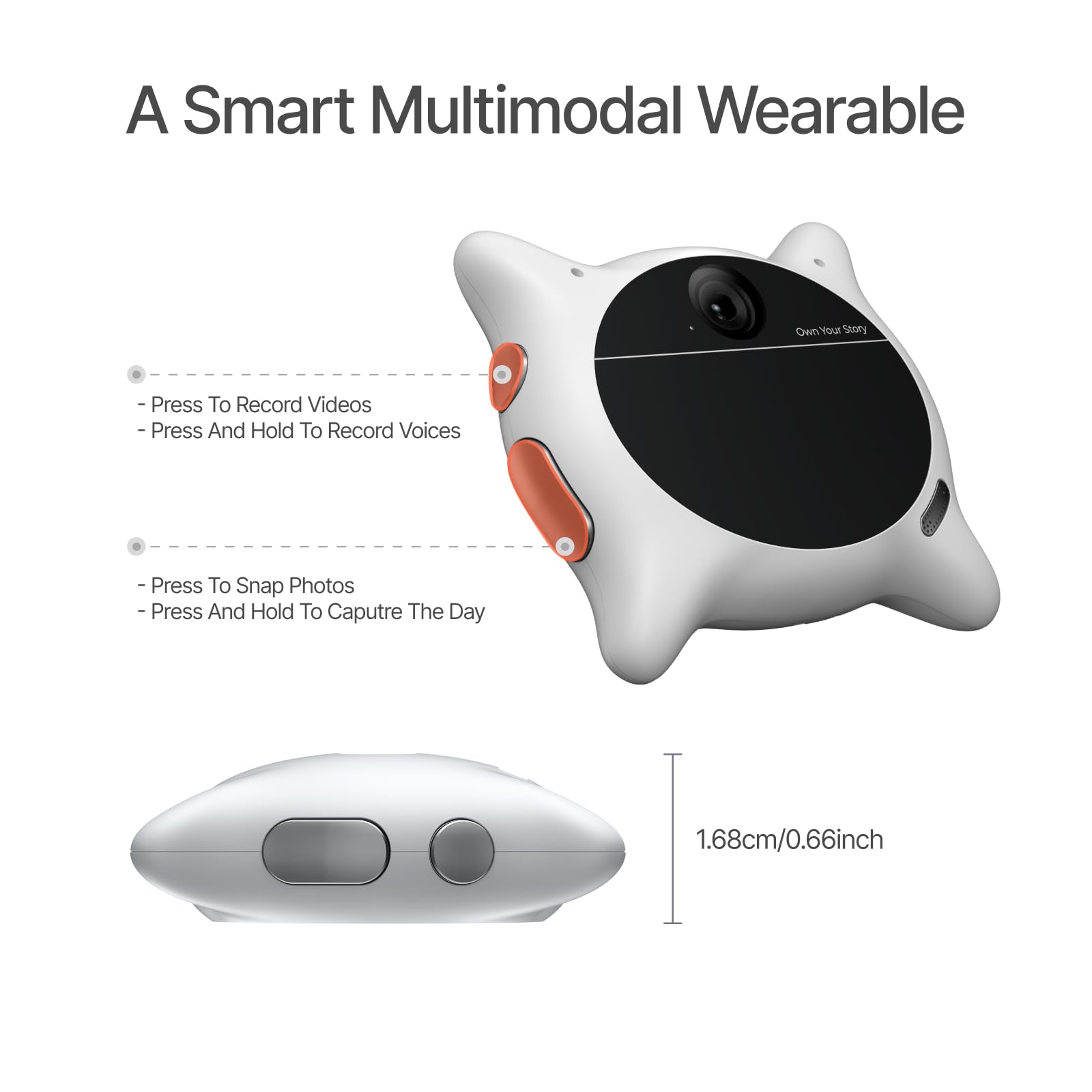 Looki L1 AI Multimodal Wearable for Life, 32 g, dispositivo de registro de vida ligero de acción manos libres con video 1080P, 3 micrófonos, vlogs y cómics de IA, inteligencia proactiva