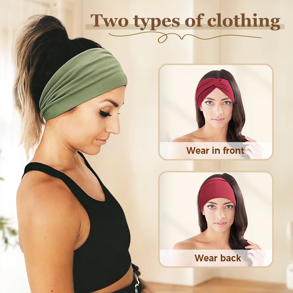 AprYew Diadema de yoga cruzada estampada, 2025, nuevas diademas bohemias para mujer, diademas anchas antideslizantes para mujer, banda elástica ancha para el cabello (10 colores B, M)
