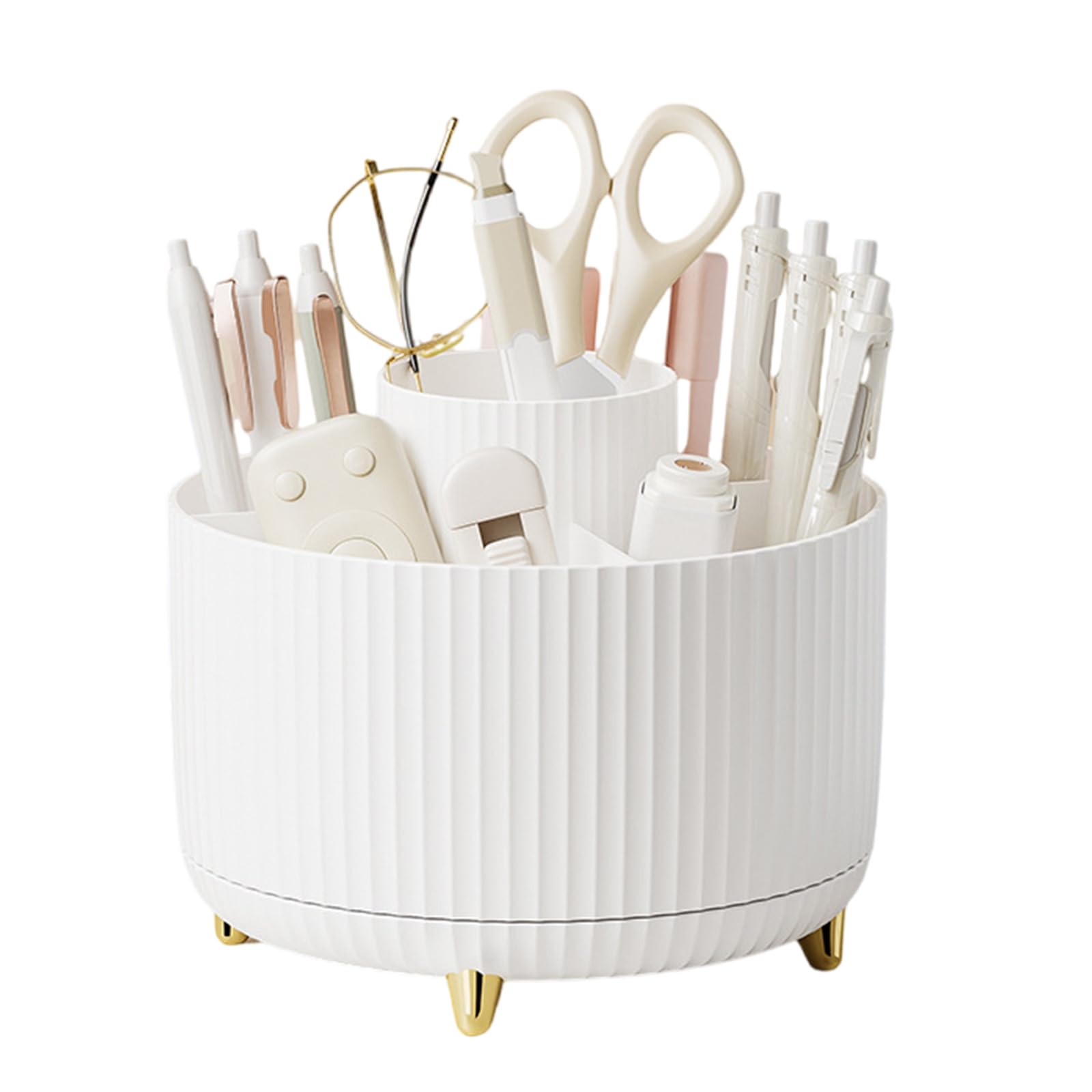 HDOYTXXM Rotating Desk Stationary Organiser Pen Pencil Holder 6 Compartments Art Supply Organiser Makeup Supplies Storage Holder Desk