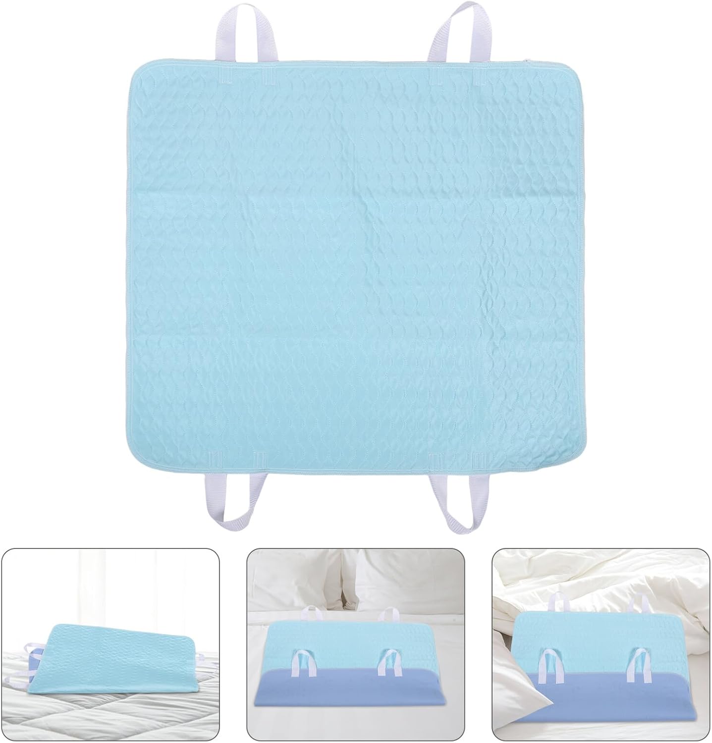 TEHAUX Reusable Waterproof Bed Pad with Handles 91x86cm Washable Absorbent Underpad for Incontinence Elderly Adults Home Care Bedding Protector