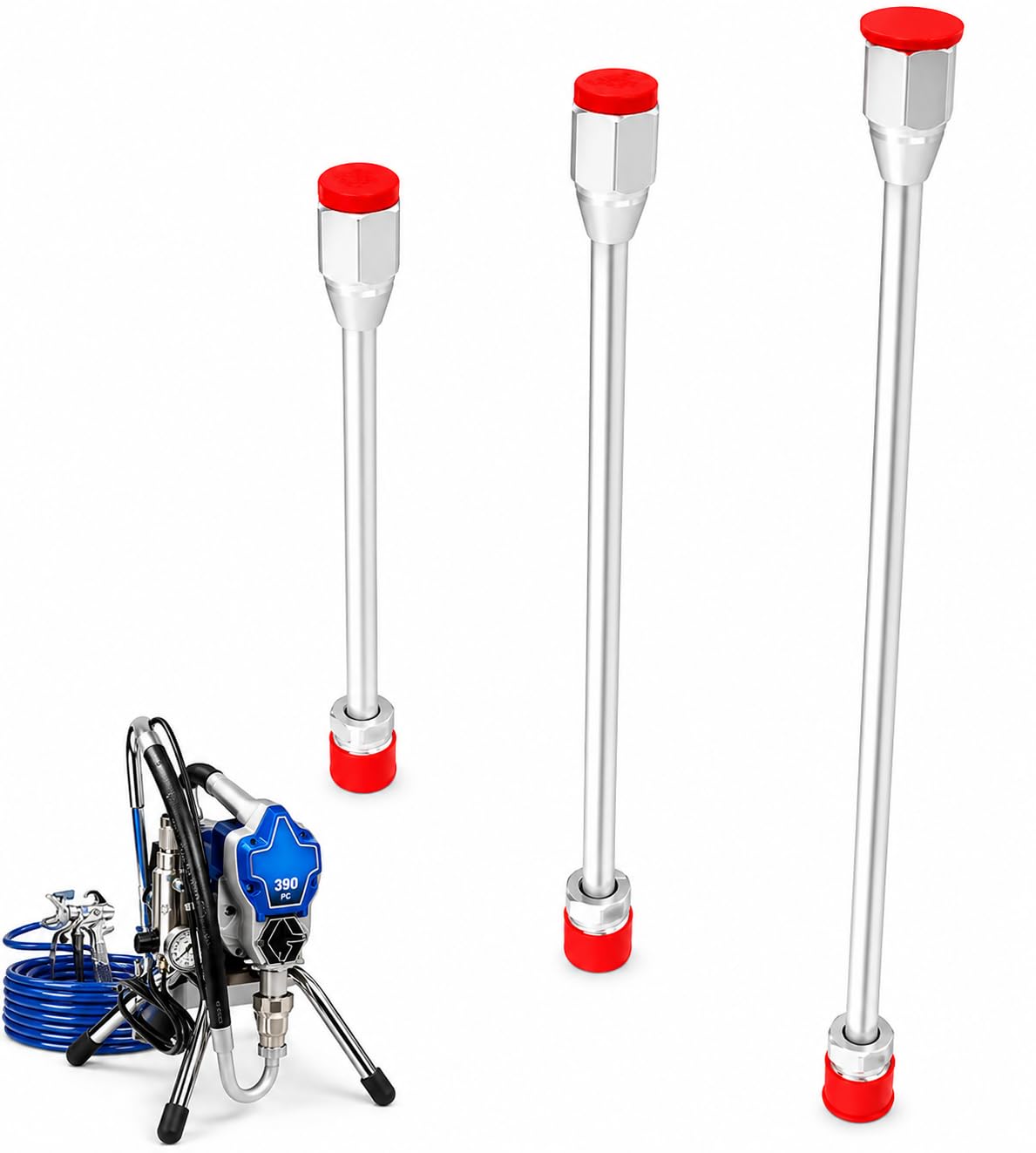8/12/15inch Airless Paint Sprayer Extension Wands 3Pack