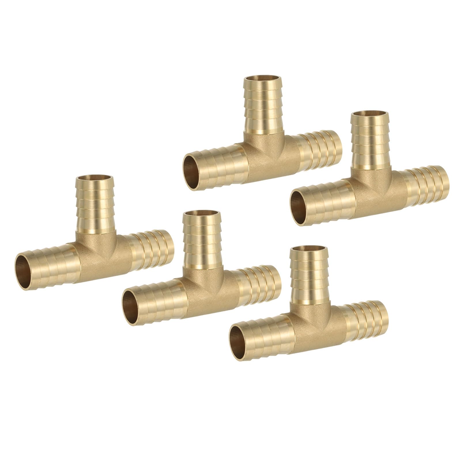 PATIKIL 1/2" Brass Tee Hose Barb Fitting, 3 Ways Union Intersection T Shape Barbed Split for Air Water Fuel Gas Liquid, Golden — view 21