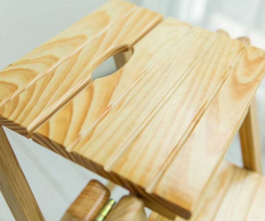 LUNEZY 3 Step Ladder-Free Installation, Multi-Function Household Folding Ladder, Solid Wood bar Stool, Indoor Thickened Ladder Rack, Flower Rack (Color : A, Size : 66 * 55 * 42cm)