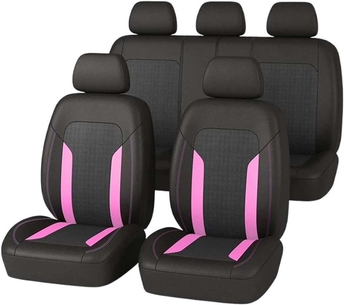 QUNINE Coprisedili Auto per Nissan Micra K12 2003-2010, Traspirante Antiscivolo Copri Sedili Auto Protezione Sedile Auto Facile da Montare Auto Accessori,3 Pink
