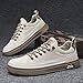 Men's Fashion Sneakers Simple Handmade Low Top Round-Toe Elastic Lace Up Slip on Casual Shoes Comfortable Classic Tennis Shoes (Beige,8)
