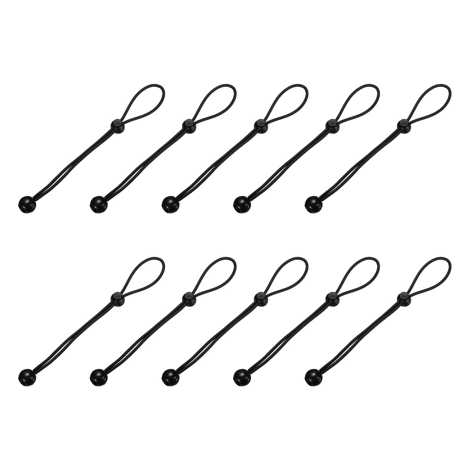 PATIKIL Ball Bungee Cords, (25cm / 10 Inch, Black) (10 PCS) Universal Bungee Tie Downs, Suit for Shelter Camping Cargo Outdoor Roller Blinds Tents Canopies Tarp