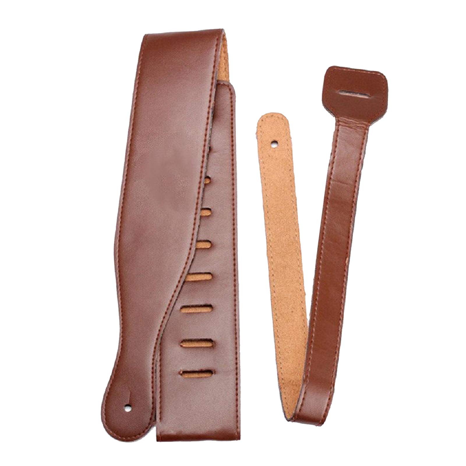 Cinghie regolabili in pelle per chitarra, stile lussuoso, larghezza 6,5 cm, colore marrone chiaro