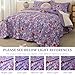 Dobuyly Purple Floral Quilt Set King Size, Botanical Flowers Bedspreads Coverlet Set, 3 Pieces Soft Lightweight Microfiber Quilt Bedding Set for All Seasons 110