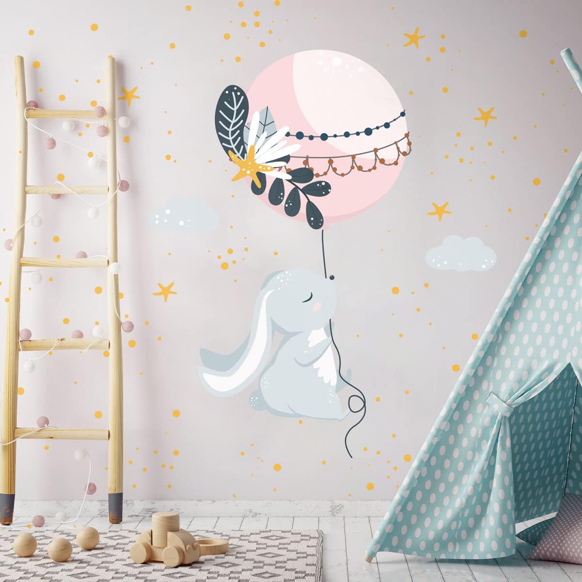 Children's Wall Stickers – Baby Room Decoration – Children's Room Wall Sticker – Unicorn and Friends in The Starry Sky – H60 x L90 cm