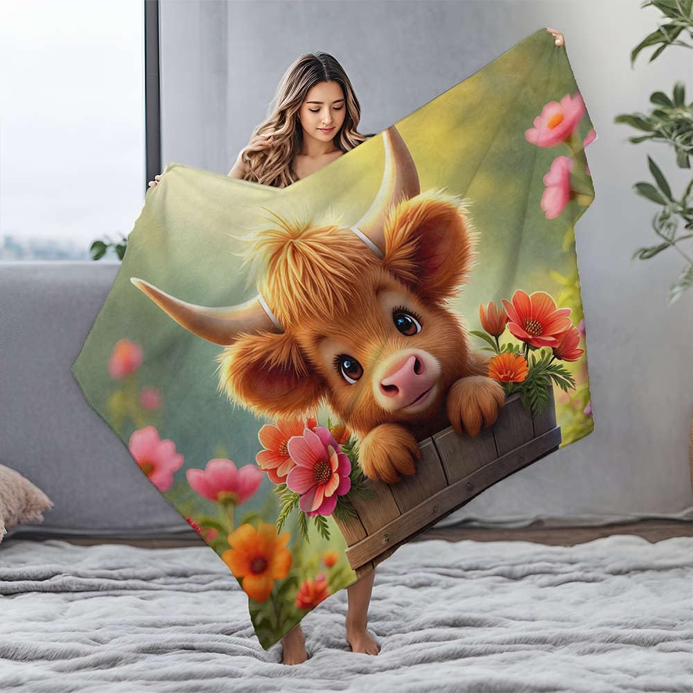 Couverture pour maman plaid personnalisé avec image de vache