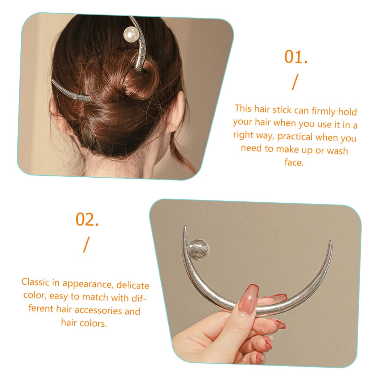 Amazon | FOYTOKI ムーン形のヘアフォーク レディース向けパール付き