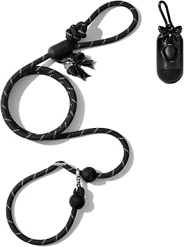 VETRESKA Hands-Free Reflective Dog Leash, 8FT Leash for Medium Large Dogs | Adjustable Waist/Crossbody Slip Lead Leashes for Walking, No Pull Dog Leashes with Bag Dispenser, 2 in 1 Walk KitBow
