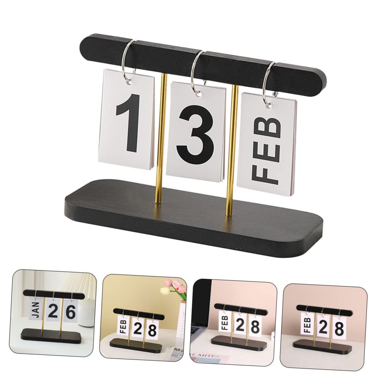 TEHAUX 5stücke Vintage Kalender Moderner Tischkalender Für Büro Und Zuhause Wiederverwendbarer Schreibtisch-organizer Stilvolle Dekoration Und Geschenkidee Schwarz
