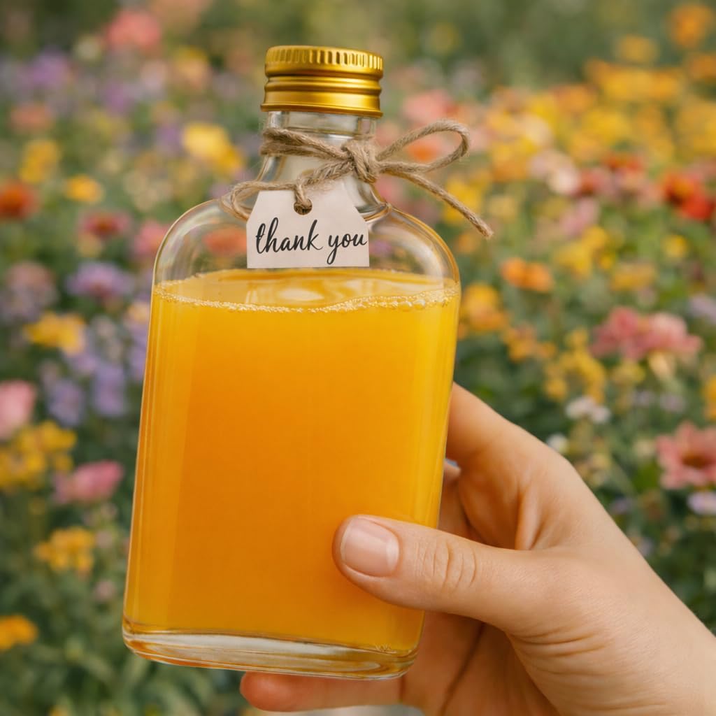 made in home - Bouteilles en verre vides de 200 ml avec bouchon à vis doré, 0,2 l, bouteilles d'alcool, vinaigre (50)