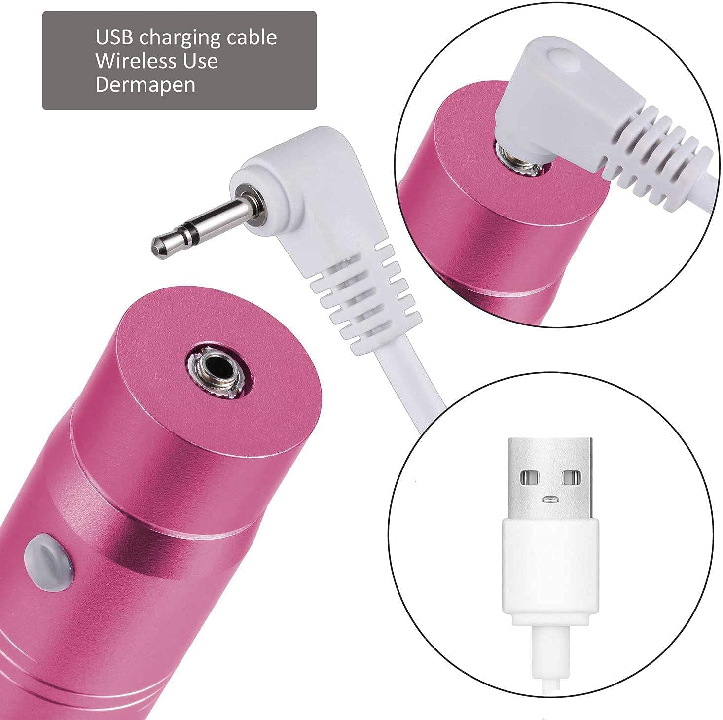 Microneedling Pen, Derma-pen für Haar- und Bartwachstum, Professioneller Einstellbare Microneedle Pen für Gesicht, Kopfhaut und Körper, Microneedling-Stift zur Hautpflege für Männer und Frauen - Rosa