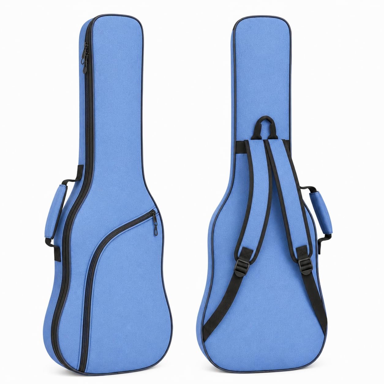 electric guitar bag 0.5 inch padded gig bag, protective soft case with backpack straps, storage pockets for electric guitar, blue and black