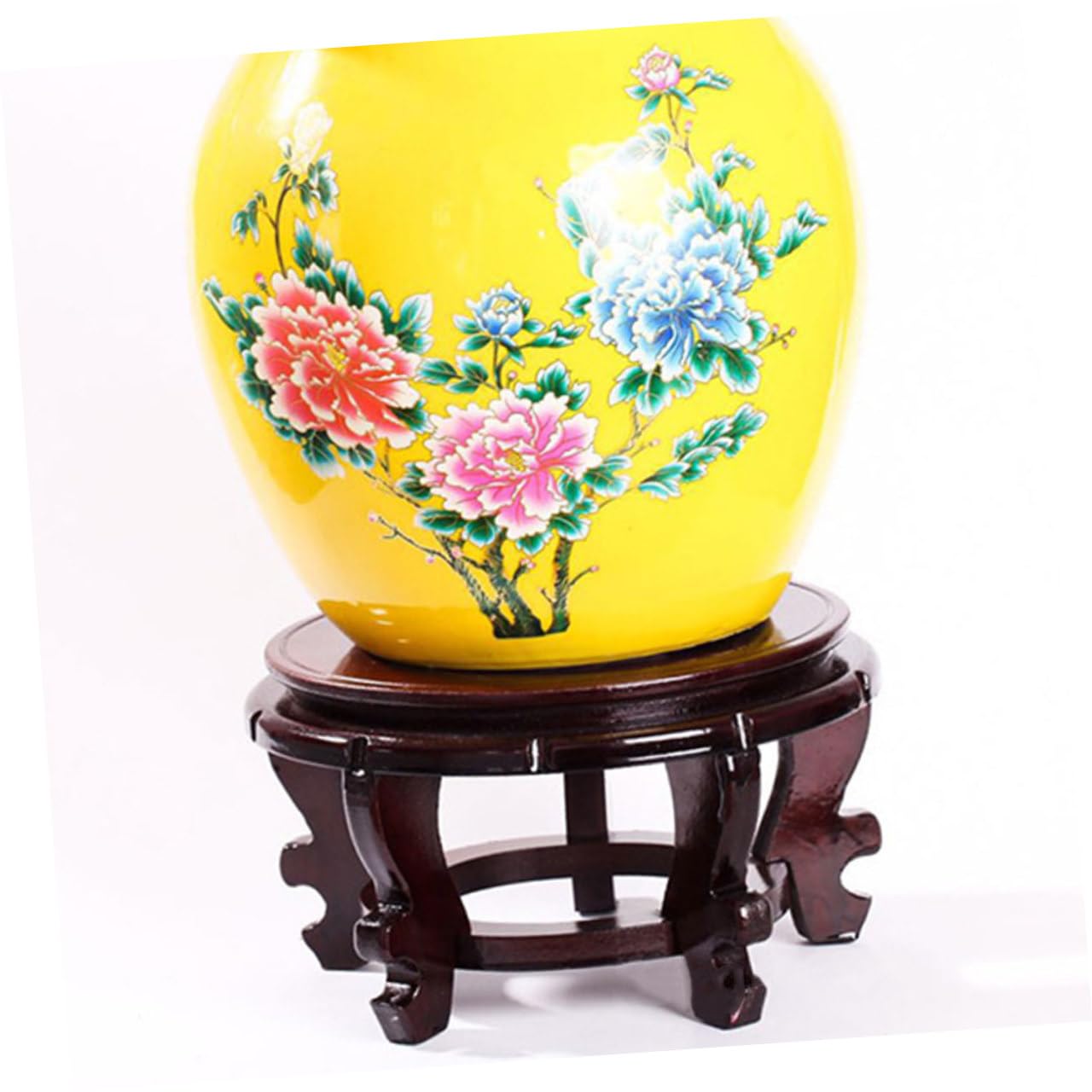 UKCOCO Soporte para Macetas Redondo de Madera Maciza 24 Cm, Base Elevadora para Plantas y Bonsáis, Base de Exhibición para Jarrones y Estatuas, Adecuado para Jardín Interior y Decoración