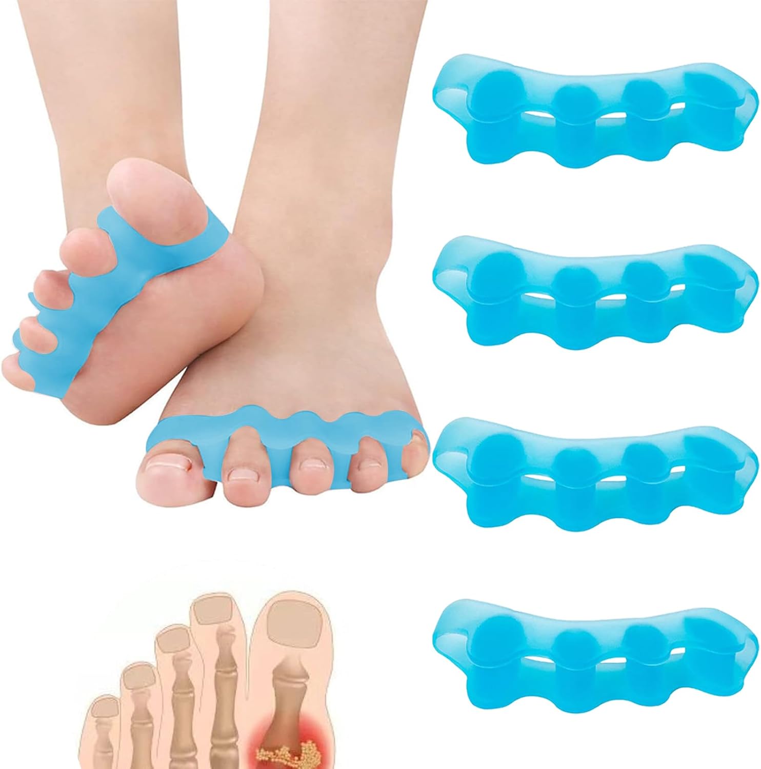 Toe Separator 2 Pairs,Toe Separators to Correct Your Toes Gel Toe