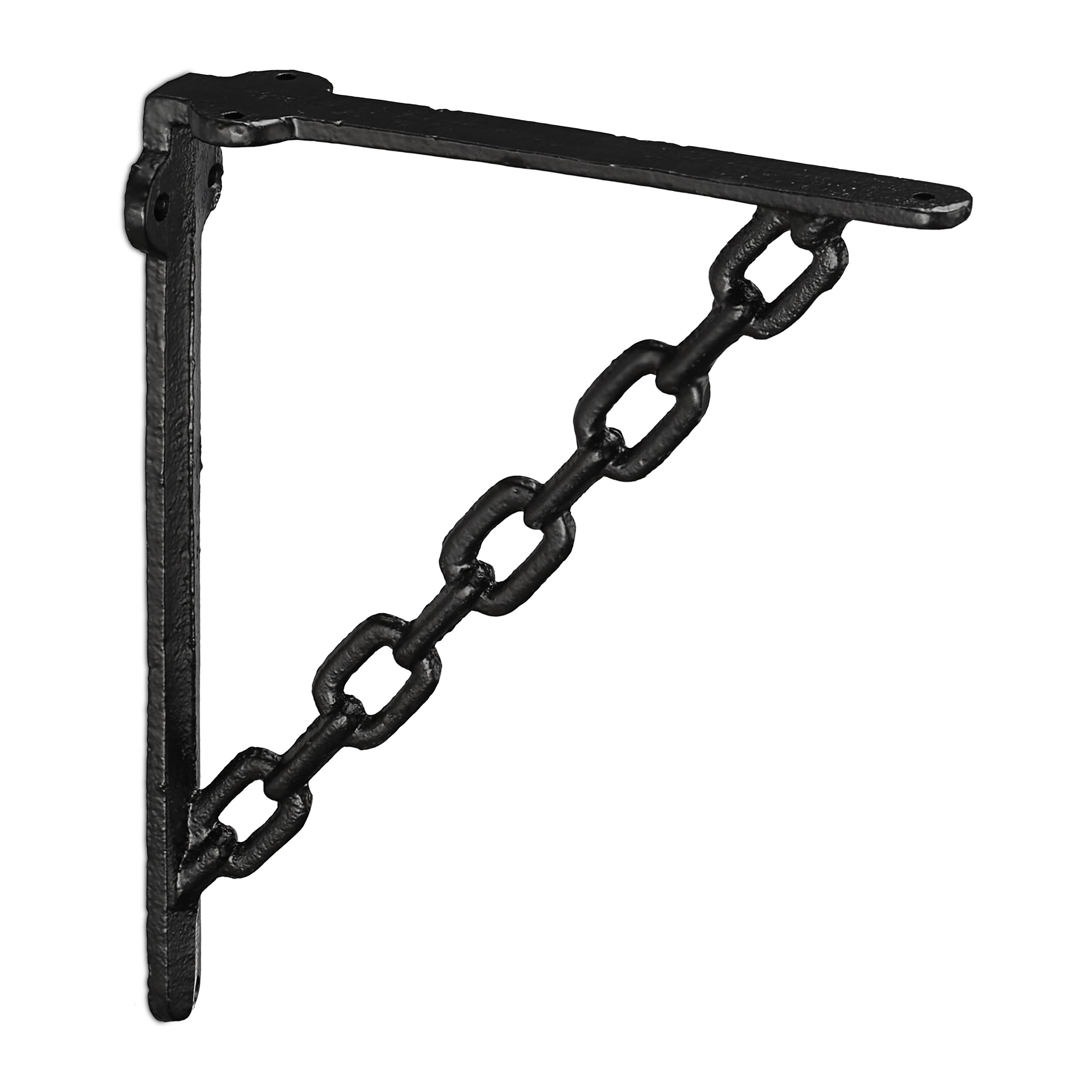 Lot de 6 équerres d'étagère en Fonte Antique, Vintage, Motif chaîne, Support Mural pour étagère, Noir