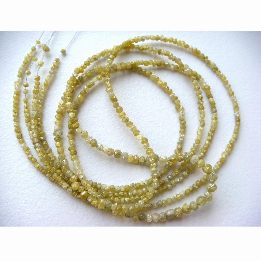 1,5 mm do 2,5 mm Żółte koraliki Rondelle, żółte surowe diamenty, diament bezkonfliktowy, surowe diamenty, naturalne rondelle diamentowe (4 cale do 8 cali), 1,5-2,5 MM, 4 cale